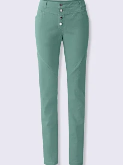 Jeans en coton doux ceinture gainante poches pratiques