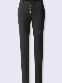 Jeans en coton doux ceinture gainante poches pratiques