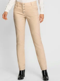 Jeans en coton doux ceinture gainante poches pratiques