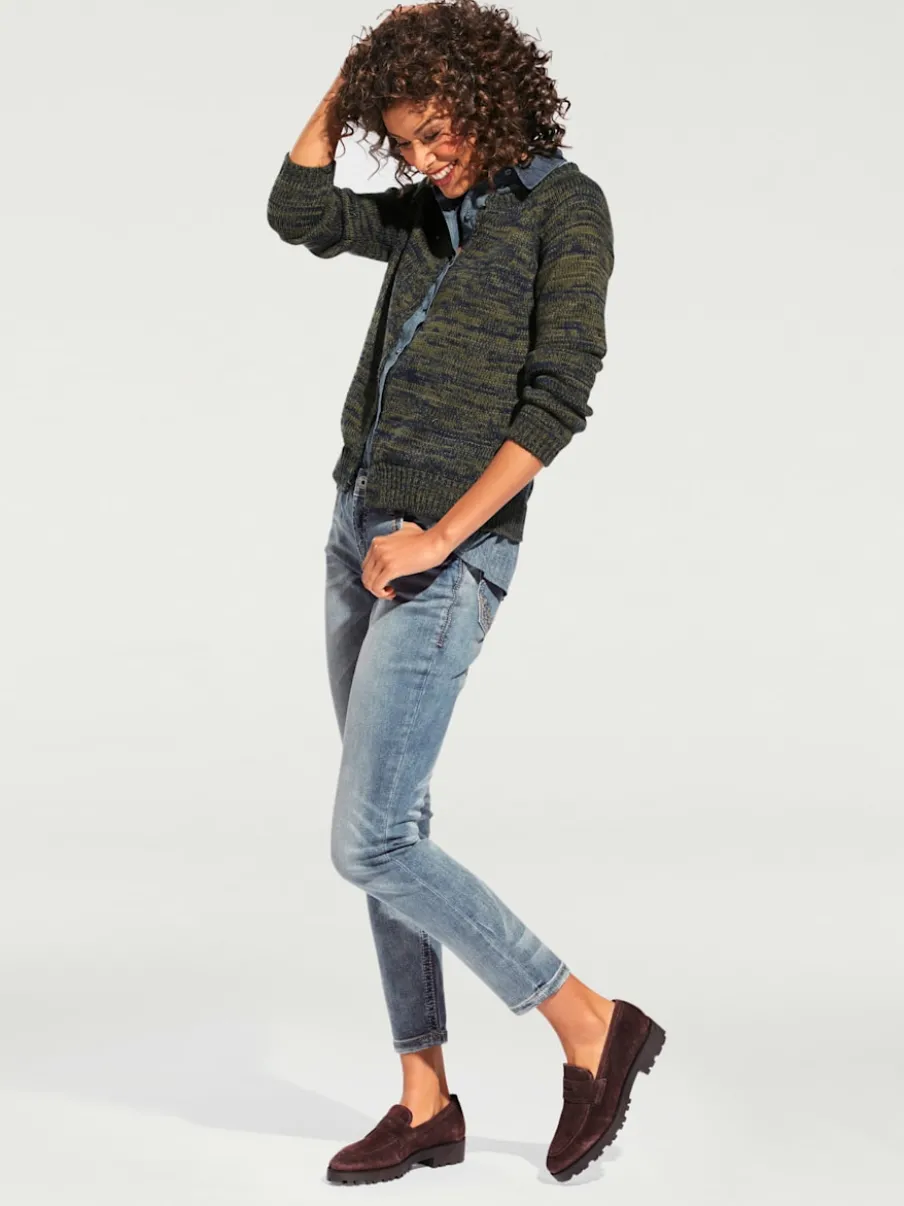 Jean skinny avec broderie et effet ventre plat