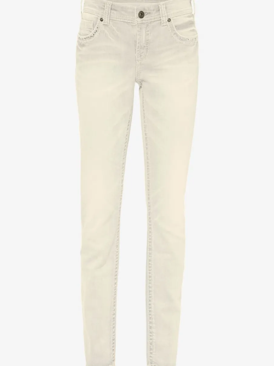 Jean skinny avec broderie et effet ventre plat