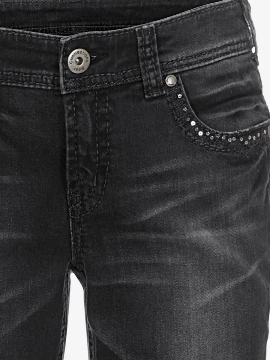 Jean skinny avec broderie et effet ventre plat