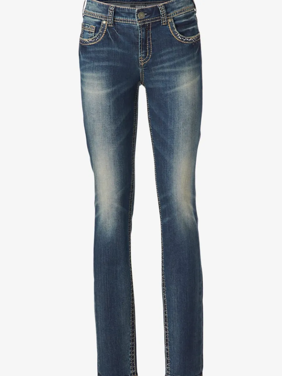 Jean skinny avec broderie et effet ventre plat