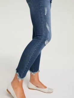 Jean skinny avec effet ventre plat et aspect déchiré
