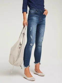 Jean skinny avec effet ventre plat et aspect déchiré