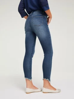 Jean skinny avec effet ventre plat et aspect déchiré