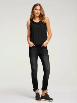 Jean skinny avec effet ventre plat et aspect déchiré