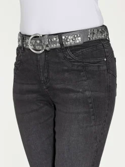 Jean skinny à coutures de séparation et fente latérale