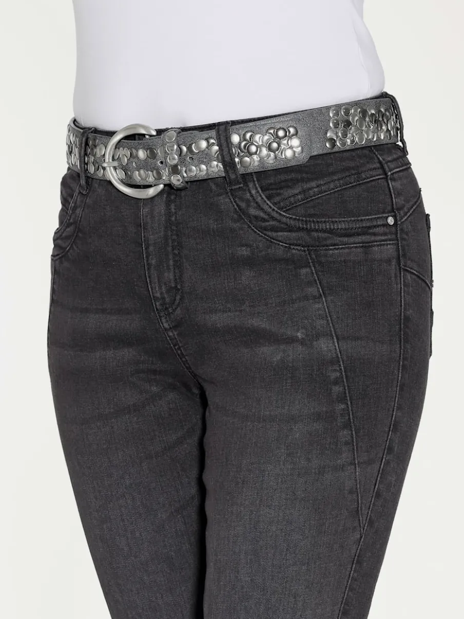 Jean skinny à coutures de séparation et fente latérale