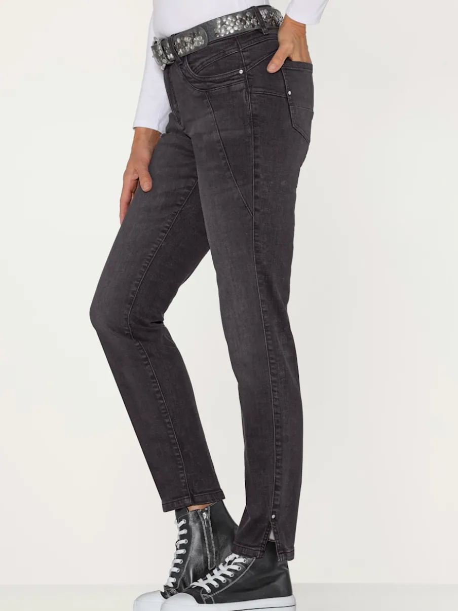 Jean skinny à coutures de séparation et fente latérale