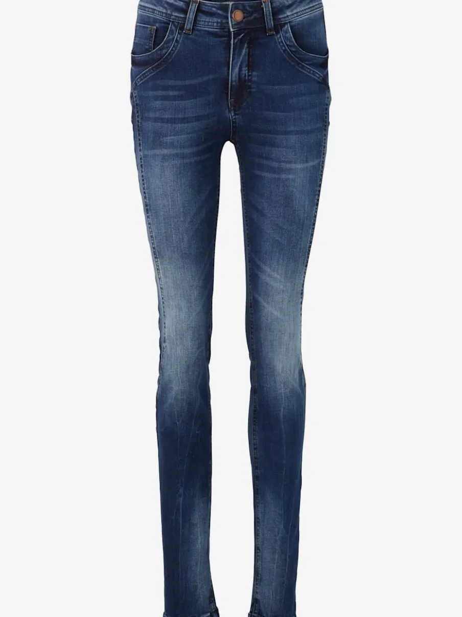 Jean skinny effet usé intégrant Power Mesh élasthanne.