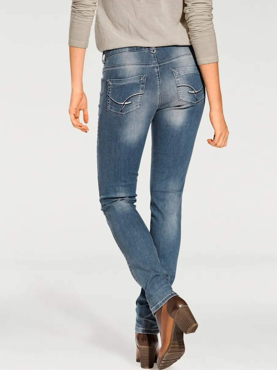Jean skinny effet ventre plat avec matière élastique