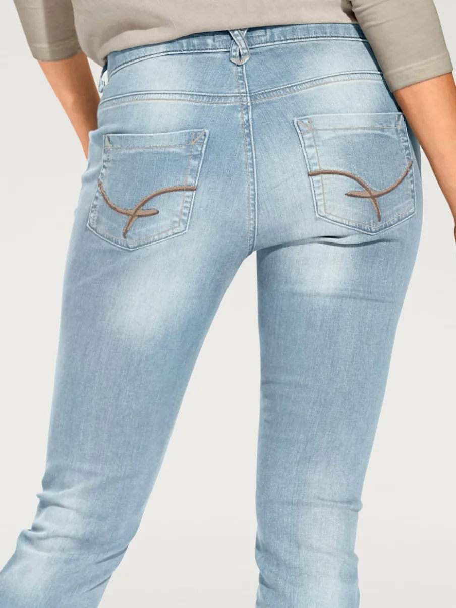 Jean skinny effet ventre plat avec matière élastique