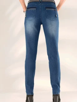 Jean skinny en coton à poches ornées et zips