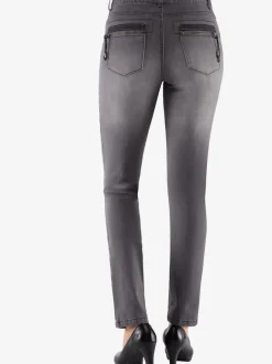 Jean skinny en coton à poches ornées et zips