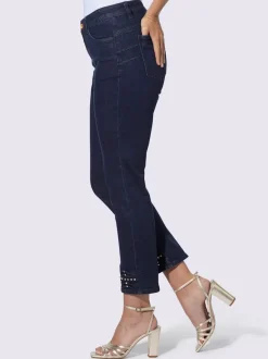 Jean 7/8 slim fit avec effet push-up et perles brillantes