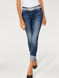 Jean slim fit 7/8 effet ventre plat usé