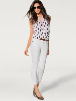 Jean slim fit 7/8 effet ventre plat usé