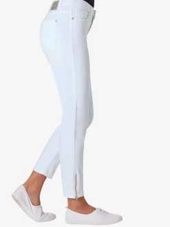 Jean stretch coupe féminine 5 poches avec glissière fantaisie
