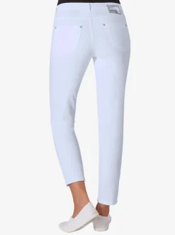Jean stretch coupe féminine 5 poches avec glissière fantaisie