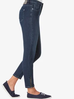 Jean stretch coupe féminine 5 poches avec glissière fantaisie