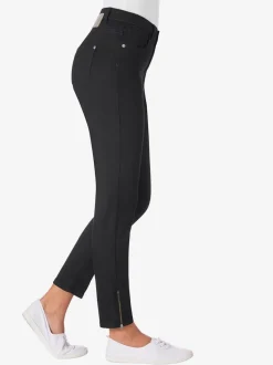 Jean stretch coupe féminine 5 poches avec glissière fantaisie