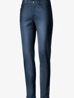 Jean stretch coupe féminine 5 poches avec glissière fantaisie