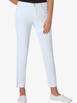Jean stretch coupe féminine 5 poches avec glissière fantaisie