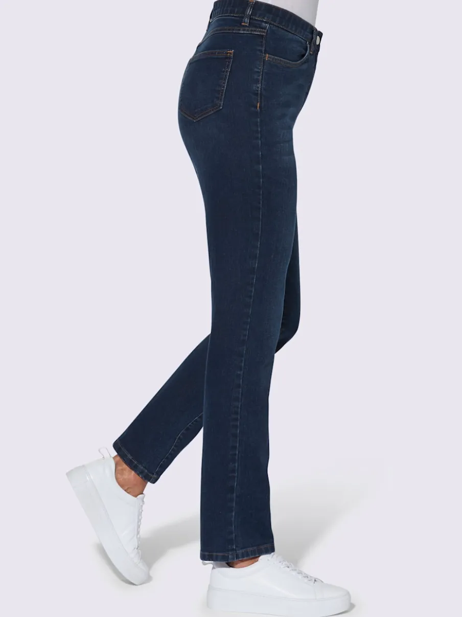 Jean taille haute avec ceinture élastique intégrée et poches