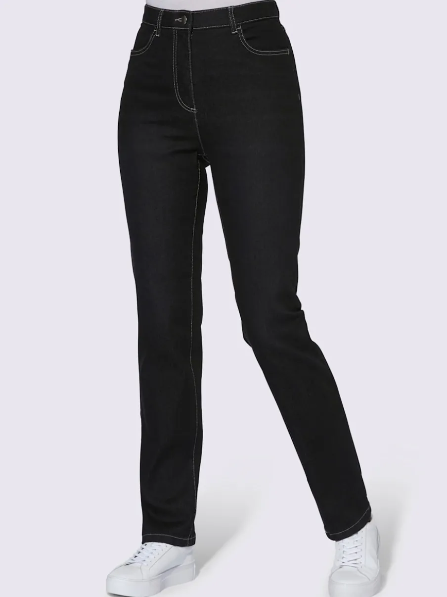 Jean taille haute avec ceinture élastique intégrée et poches