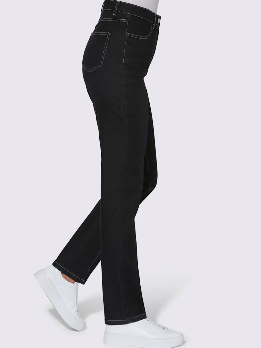 Jean taille haute avec ceinture élastique intégrée et poches