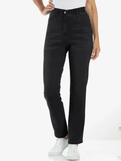 Jean taille haute avec ceinture élastique intégrée et poches