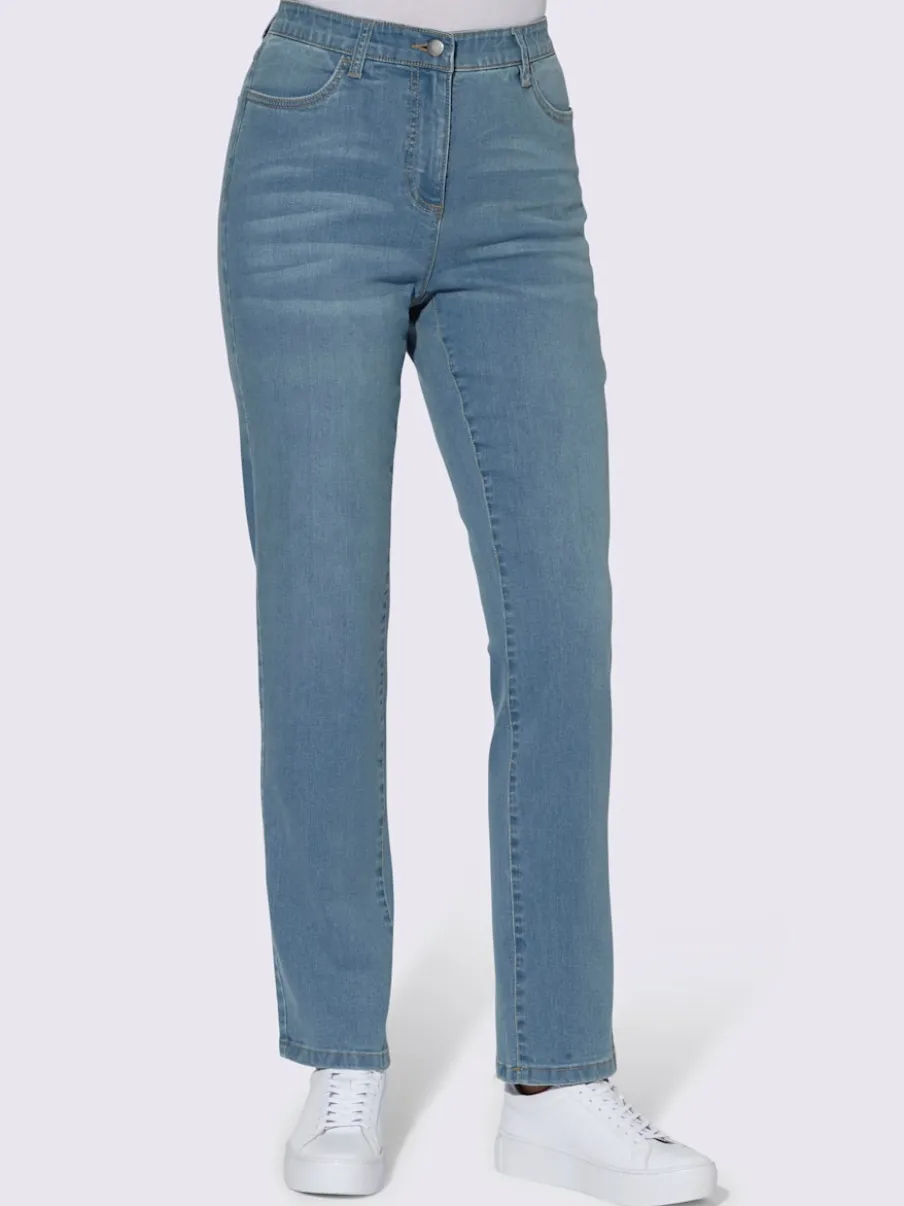 Jean taille haute avec ceinture élastique intégrée et poches