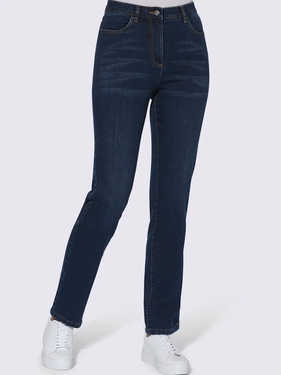 Jean taille haute avec ceinture élastique intégrée et poches