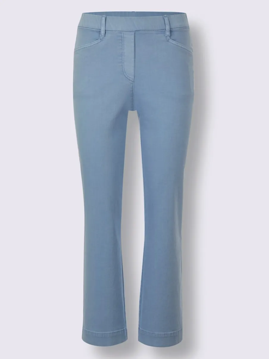 Jean 7/8 évasé avec ceinture invisible et poches confortables