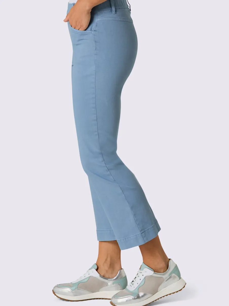 Jean 7/8 évasé avec ceinture invisible et poches confortables
