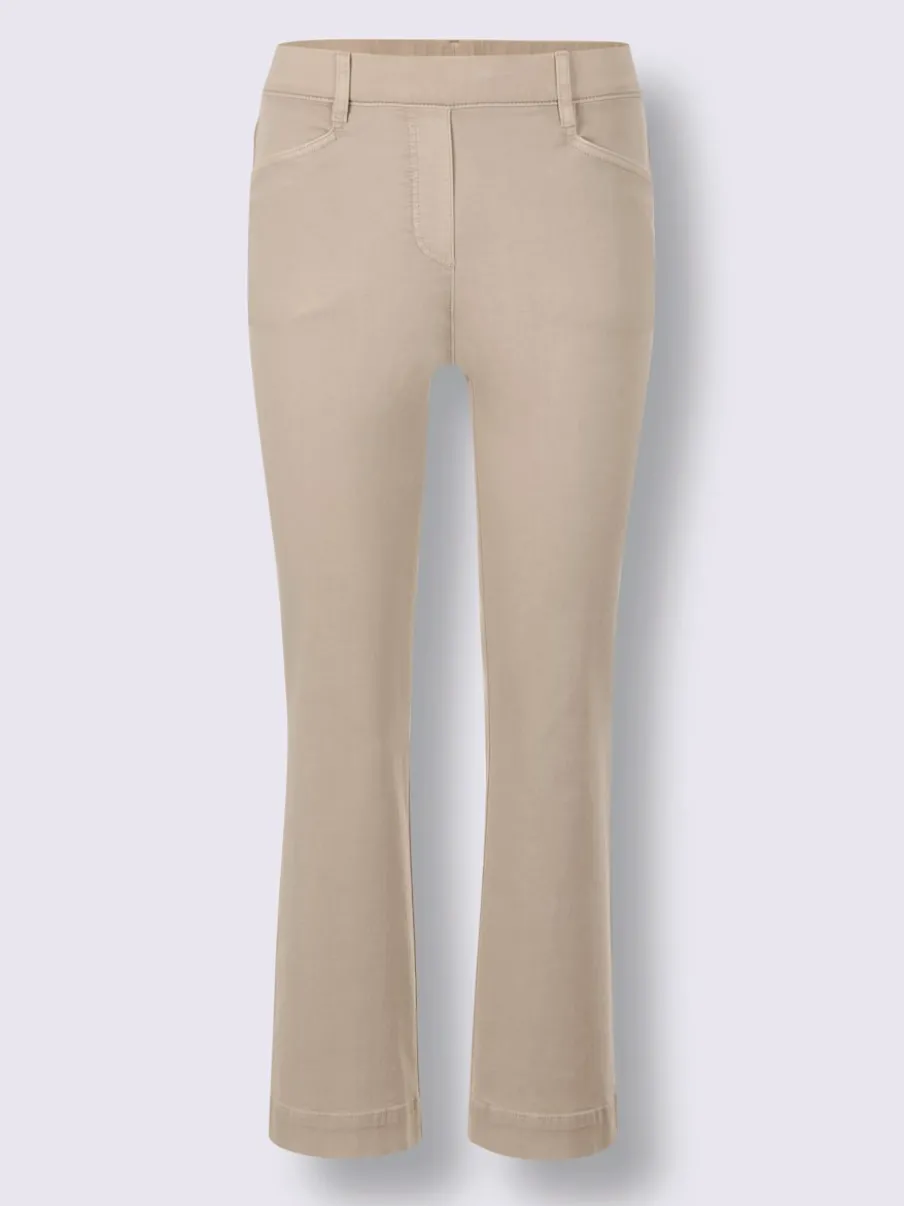 Jean 7/8 évasé avec ceinture invisible et poches confortables