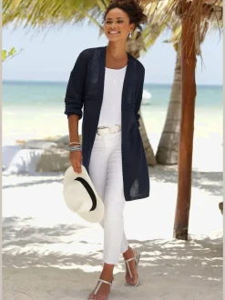 Jegging 7/8 coupe étroite avec poches décoratives et denim élastique