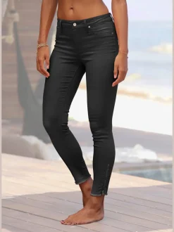 Jegging en jean skinny avec ourlets effilochés et taille basse