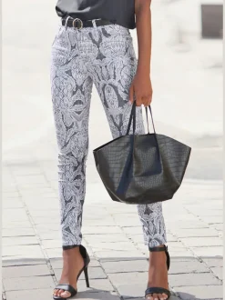 Jeggings décontractés à motif extensible avec fausses poches
