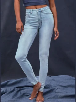 Jegging skinny taille haute en jean extensible avec 5 poches