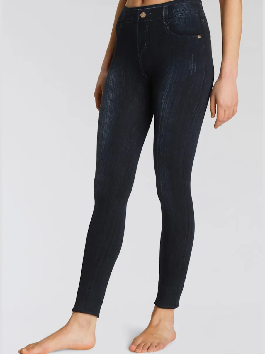 Jeggings sans coutures avec aspect jean imprimé confortable