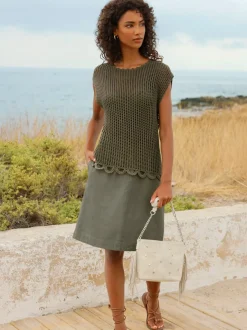 Jupe cargo plissée avec ceinture élastique et poches latérales