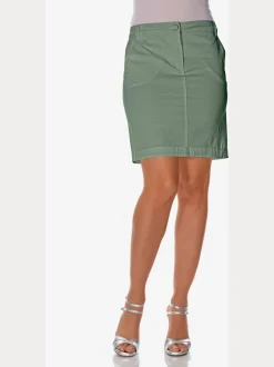 Jupe chino moderne droite en coton délavé stylisée