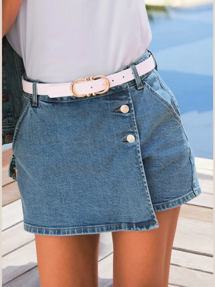 Jupe-culotte en denim avec glissière dissimulée et poches pratiques