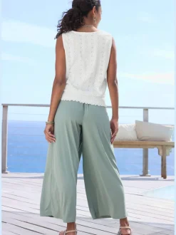 Jupe-culotte en jersey doux avec ceinture élastique et chevauchement