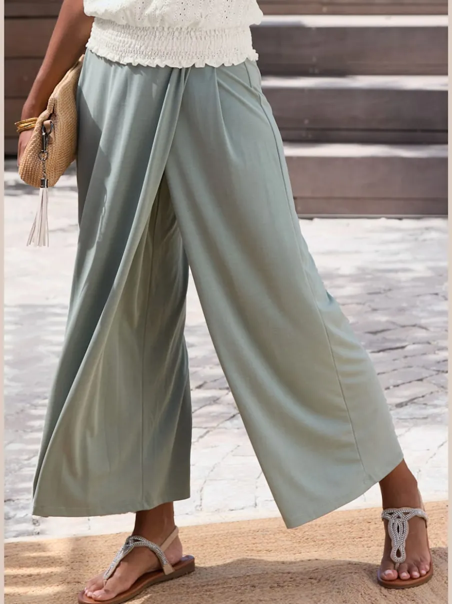 Jupe-culotte en jersey doux avec ceinture élastique et chevauchement