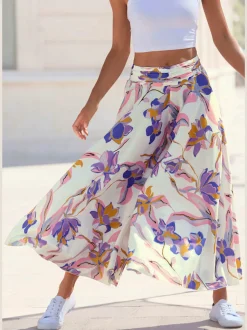 Jupe-culotte imprimée avec jambes extra-larges et matière fluide