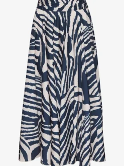 Jupe-culotte à jambes extra-larges avec imprimé zèbre et bord-côte froncé