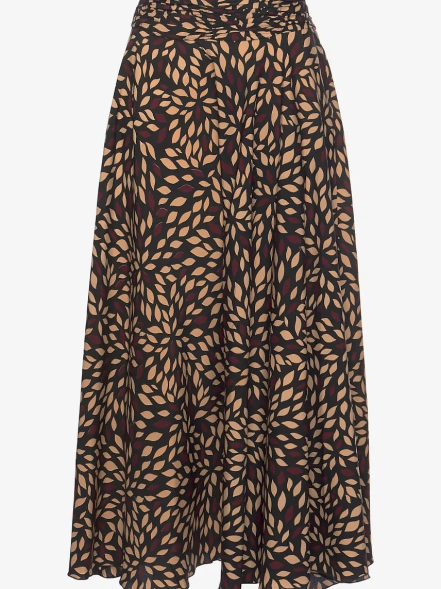 Jupe-culotte à jambes extra-larges avec ceinture froncée et ourlet ondulé